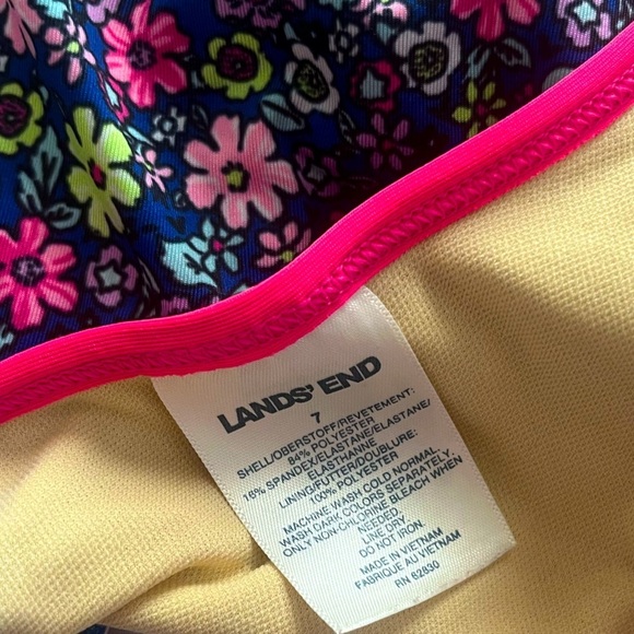 LANDS’ End Girls Ruffle Tankini Swimsuit Top in Blue Ditsy Floral Size 7 EUC - Picture 5 of 5